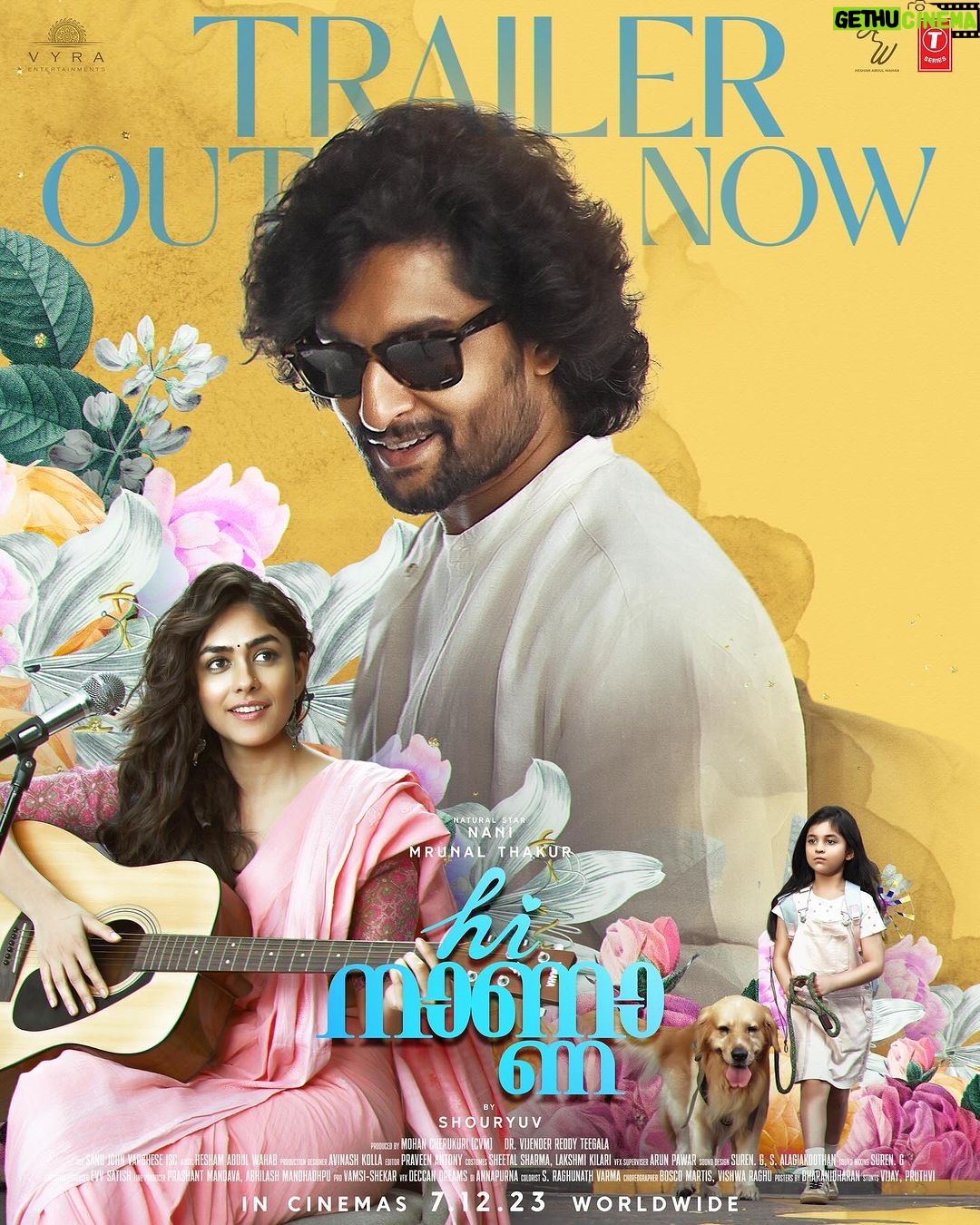 Mrunal Thakur Instagram - Brace yourselves for a rollercoaster of emotions about a heartwarming tale of a king and a little princess.💖 Can't wait for you all to experience the magic of #HiNanna Trailer out now! #HiNanna #HiNannaOnDec7th #HiPapaOnDec7th #HiPapa Natural🌟 @NameisNani @shouryuv @myrakiarakhanna @heshamabdulwahab @sanujohnvarughese @kollaavinash @_praveenantony_ @mohan.cvm @drteegala @vyraents @tseries.official @tseriessouthofficial