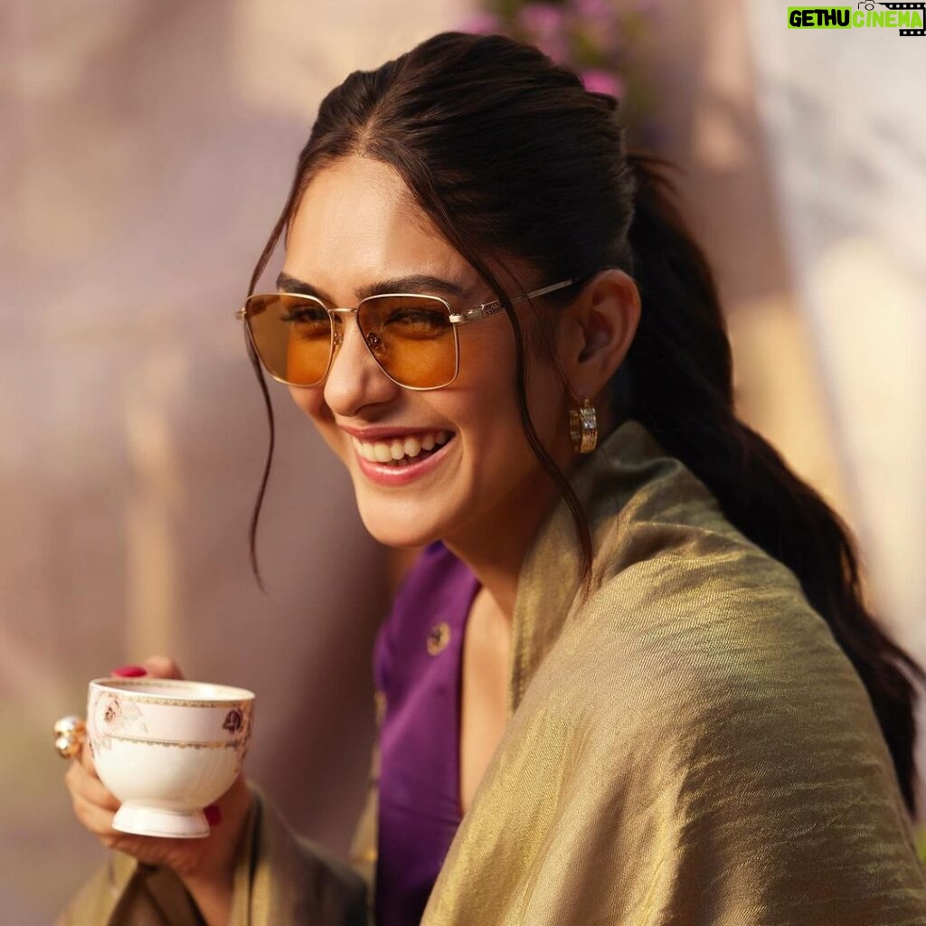 Mrunal Thakur Instagram - What a beautiful ode to Kashmir’s beauty and craftsmanship! I had the best time shooting with these Lenskart Studio glasses from their newly launched Gulmarg Eyewear Collection! I’m obsessed, as it has the perfect blend of stunning beauty and craftsmanship. This is a great way to embrace tradition with a modern twist, and that’s what makes this range of eyewear my go-to for the 2023 wedding season! ✨ Shop the collection from @lenskart ’s link in the bio or visit the store. #GulmargLK #LenskartStudio #MrunalThakur