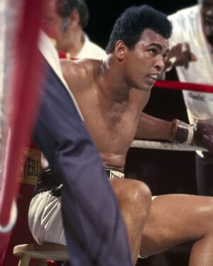 Muhammad Ali Instagram - Muhammad Ali on a corner stool during his fight vs George Foreman at Stade du 20 Mai. ⁣
⁣
Kinshasa, Zaire - October 1974.⁣
⁣
📸: @neilleiferphotography⁣
⁣
 ⁣
⁣
#MuhammadAli #Icon #RumbleintheJungle #MuhammadAlivsGeorgeForeman #Boxing #Legendary #GOAT #Champion