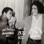 Muhammad Ali Instagram – “He’s too big! You can’t fight a guy like that. No way. He’s too big.” – Muhammad Ali, upon meeting Andre the Giant.⁣
⁣
March 25, 1976. New York City. That was the day that the “Greatest” of all time, Muhammad Ali, met the Eighth Wonder of the World, Andre the Giant. As the greatest improvisational maestro the fight game has ever known, Ali compared hand sizes with Andre and dropped his jaw. With Andre the Giant standing 7-foot-4 and weighing 520 pounds, all Ali could say was “he’s too big!”⁣
⁣
Throwing back to that special encounter between two of the world’s most beloved icons with this new @rootsoffight drop.⁣
⁣
Link in story!⁣
⁣
#MuhammadAli #RootsofFight #KnowYourRoots