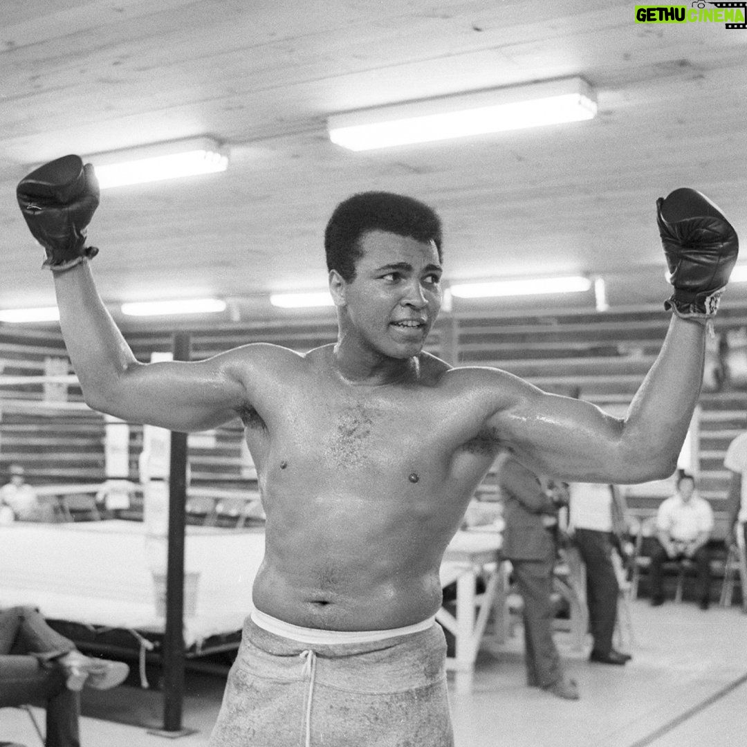 Muhammad Ali Instagram - A portrait of Muhammad Ali holding his hands up in the air at his training camp cabin in Deer Lake, PA. 📸: @neilleiferphotography #MuhammadAli #Icon #Portrait #NeilLeifer #DeerLake #Champion #TrainingCamp