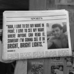 Muhammad Ali Instagram - "Man, I love to see my name in print. I love to see my name where everyone can read it. Someday I'm gonna see it in bright, bright lights.”⁣ ⁣ ⁣ #MuhammadAli #Quote #Champion #Newspaper #Print #Success #BrightLights #Icon