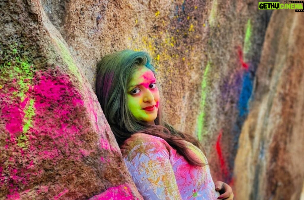 NAKSHATRA TRINAYANI Instagram - Let's fill our lives with the most brightest & loveliest colors like Joy, Love, Happiness, Health & Success 🥰🤩 Wishing each & everyone a colorful #Holi ❤ . . #happyholidays #happyholi2020 #happyholi #smile #loveall #selflove #innerpeace #innerbeauty #divinitywithin #smileforyourself #happiness #loveyourself #photoshoot #diva #favoriteperson #happysoul