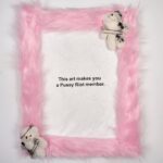 Nadezhda Tolokonnikova Instagram - This art is a hammer that shapes reality (series) 🩸🔨 2023 The text is printed on fabric. I use textile because traditionally it was labeled as low art/crafts, female work - and because I was forced to work with textile in my penal colony. The fabric is stapled to canvas, and pink and white fur is stapled to canvas as well. I use pins, needles, and parts of the sewing machine in this series, finally fulfilling my prison dreams about getting new sets of needles - now I'm a free person and can just order them online, it was a big pleasure ordering them! "We can't give you new needles and parts to fix your machine, did you forget where you are? You're in RUSSIA" - I was told in prison when I asked to fix my equipment. Splashes of acrylic paint on the fabric are reminiscent of my blood getting spilled on police and military uniforms that I was sewing in prison, injured by old and outdated equipment. For more solid red paint coverage - like in "This art screams in pain" piece - I used red spray paint, a tool that was widely used in my activist anarchist youth. Teddy bears are penetrated with needles like my fingers used to be when I was sewing in prison, teddy bears are covered in Putin's Ashes - I saved a bucket of ashes after the performance in August 2022 and now use it as art material. I combine cute and dangerous, playful and serious in this series, just like we did in our name, Pussy Riot. The harsh statements are combined with plush toys and faux fur 💣🐁 Once Marina Abramovic asked me why I like baby pink so much, she hates baby pink. I said that I want to look cute when cops are arresting me, I want them to look stupid. She said, ok, you're the only person I can accept wearing baby pink and hello kitty backpacks.