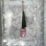 Nadezhda Tolokonnikova Instagram - "This Knife K•lls The Patriarchy" at @christiesinc 💒🥷 100% go to @unicef 🖤 Current bid: $3200 Bidding is live for the next 4 days. Curator: @arushikapoor1 16 x 20 inches canvas, faux fur, steel, wood "This Knife K•lls The Patriarchy" is a genesis piece of "De•th by 1000 Cuts" project. The artist uses repurposed metal foraged from an abandoned prison. In the production of these works, the artist uses her skills that she learned while being subjected to forced labor during the 2 years she served as a political prisoner in Russian labor camps. De•th by 1000 cuts refers to an ancient method of tort•re in which numerous small cuts were made on a victim's body. None of the cuts were deadly by themselves, but the combination of them would cause them to die a slow, painful de•th. Similarly, every activist who raise a voice against an oppressive authoritarian system, causes it to ble•d and to, eventually, 🪦. The artist who was thrown in prison for her art and has to bear her criminal record for the rest of her life, is reclaiming the identity of a criminal, wears it as a badge of honor, grabs back her agency and stands up against oppressors. Lucky to be working with @properreplica on this project. Link to the auction in bio 🔪🪦