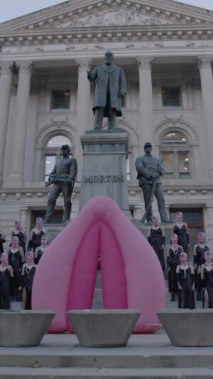 Nadezhda Tolokonnikova Instagram - PUSSY RIOT STORMS INDIANA SUPREME COURT: "GOD SAVE AB*RTION"

Indiana was the first state to outlaw most ab*rtions after Roe v Wade was overturned. 

The state supreme courts have become the hand and uncontested voice of god, we protest this by paying homage to Martin Luther and delivering our theses - starting with Thesis №1, GOD SAVE ABORTI*N.

OUR DEMANDS:

1. We demand the separation church and state
2. We demand access to LEGAL and SAFE abortion for every person in the United States. 
3. We demand limitations of government control over our bodies
4. We demand a Pussy Riot representative to be appointed as an official advisor to each state’s supreme court, as experts on bodily autonomy 💒💖

•••

Российские консерваторы всегда перенимают все самое худшее, что можно перенять из практики других стран: вслед за ликвидацией права на аб*рт на федеральном уровне в США и почти тотальным запретом аб*ртов в консервативных штатах, патриарх Кирилл потребовал запретить аборты в частных клиниках РФ. 

Пока российский парламент только обсуждает эту инициативу, частные клиники в регионах уже начали отказываться от проведения абортов (якобы добровольно). 

В России много что идет по пи*де, но с советских времен наша женщина привыкла к тому, что она распоряжается своим телом. Патриарх Кирилл обезьянничает и копирует практику западных консерваторов и ведет федеральную антиабортную кампанию - и если у него все получится, это будет неслыханный удар по правам женщин и других людей с матками в России.