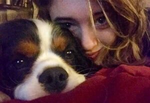 Natalia Dyer Instagram - he has destroyed half my closet and we still snuggle bc #truelove #nationalpuppyday
