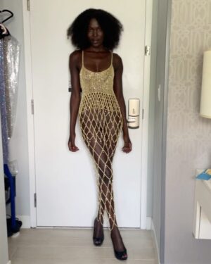 Natalia Fedner Instagram - Is there anyone more effortlessly gorgeous than @evangelianteros ?! 😍 Swipe through to see BTS from our fashion show fitting.

#bts #fitting #fashiondesigner #metalclothing #handmade #textilesesign #miamiswimweek