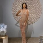 Natalia Fedner Instagram - Art Basel: A Throwback. Took a the year off to spend time with my fam during the holidays this year (I’ll be back next year!). In the meantime let’s reminisce with @tulestefactory gallery at @designmiami. Model is @nicoleaesparza . She is wearing our metal tank gown, skinny scarf, hand bracelet, earrings and sparkle yarn slip all in rose gold. Photography by @pashthegreat #artbaselmiami #tulestefactory #designmiami #artbaselweek #furnituredesign #fashiondesigner Design Miami/