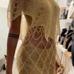 Natalia Fedner Instagram - It’s all about the details. More BTS from runway fittings. Thanks @estdani for letting me try 300 combinations of this outfit on you. #fashionshow #fashionbts #fashiondesigner #chainmail #chainmaille #gold
