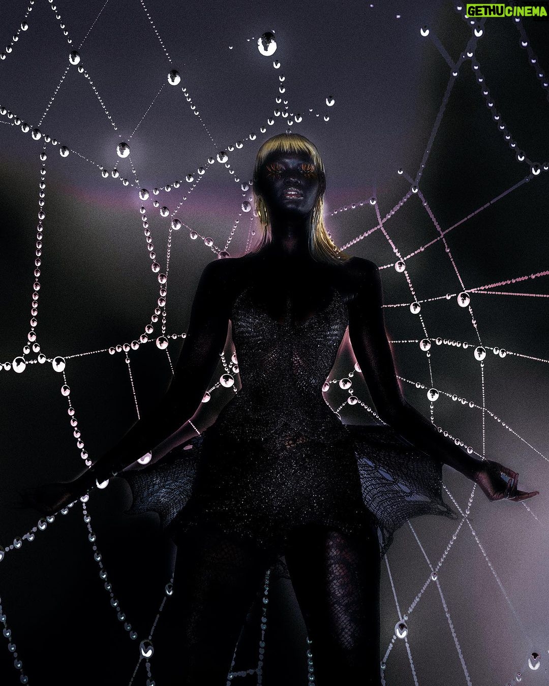 Natalia Fedner Instagram - Jora’s Little Night Terrors. Dressed in Natalia Fedner. Photographed and edited by @jorafrantzis. Model @alekmaduk of @freedommodelsla, Makeup by @mugopus , Special FX by @allydoesmakeup #halloween #spiderweb #nighterror #nightmare #ghoul #couturehalloween