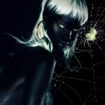Natalia Fedner Instagram - Jora’s Little Night Terrors. Dressed in Natalia Fedner. Photographed and edited by @jorafrantzis. Model @alekmaduk of @freedommodelsla, Makeup by @mugopus , Special FX by @allydoesmakeup #halloween #spiderweb #nighterror #nightmare #ghoul #couturehalloween