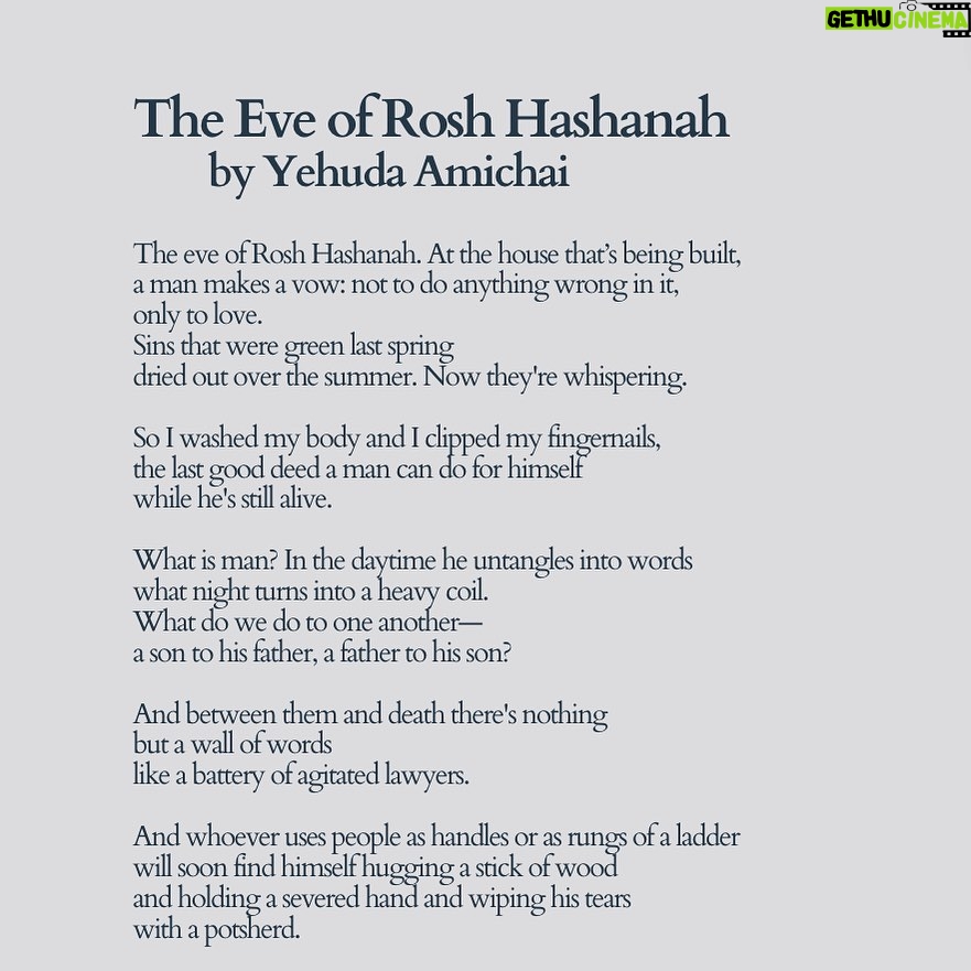 Natalie Portman Instagram - Some Yehuda Amichai for Rosh Hashanah. Happy New Year 5783! Shana Tova ❤️