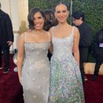 Natalie Portman Instagram - Loved running into these legends on the carpet… @americaferrera, #GretaGerwig, #AnnetteBening, #ToddHaynes ✨@goldenglobes Styling #RyanHastings Hair @teddycharles35 Makeup @lisastoreymakeup 👗 @dior @diorbeauty 💅 @glitzingup