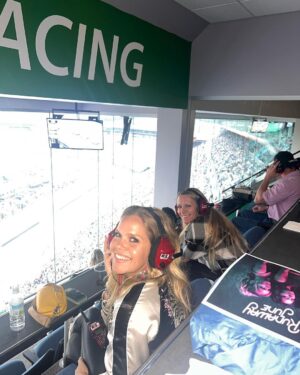 Natalie Stovall Instagram - 🏁 Bristol Baby!! 🏁 
When I was little, my big brother, Joe, would have his friends over every weekend for the @nascar races. And inevitably, when a break would happen, there was always a “Natalie! Go get your fiddle!” So I’d play a few songs and feel like the coolest kid around. 
Fast forward to this past weekend, I attended my very first race, in the “coolest kid” way possible… (thank you @quartzhillrecords 🤍🥂) and I found myself again playing that fiddle, as us ladies did a little acoustic set for some VIP’s. It was so much fun cheering for @tyler_reddick and getting to soak it all in! What an experience!!! Swipe to the end to see Joe-Bob and little me.