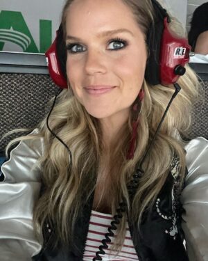 Natalie Stovall Instagram - 🏁 Bristol Baby!! 🏁 
When I was little, my big brother, Joe, would have his friends over every weekend for the @nascar races. And inevitably, when a break would happen, there was always a “Natalie! Go get your fiddle!” So I’d play a few songs and feel like the coolest kid around. 
Fast forward to this past weekend, I attended my very first race, in the “coolest kid” way possible… (thank you @quartzhillrecords 🤍🥂) and I found myself again playing that fiddle, as us ladies did a little acoustic set for some VIP’s. It was so much fun cheering for @tyler_reddick and getting to soak it all in! What an experience!!! Swipe to the end to see Joe-Bob and little me.