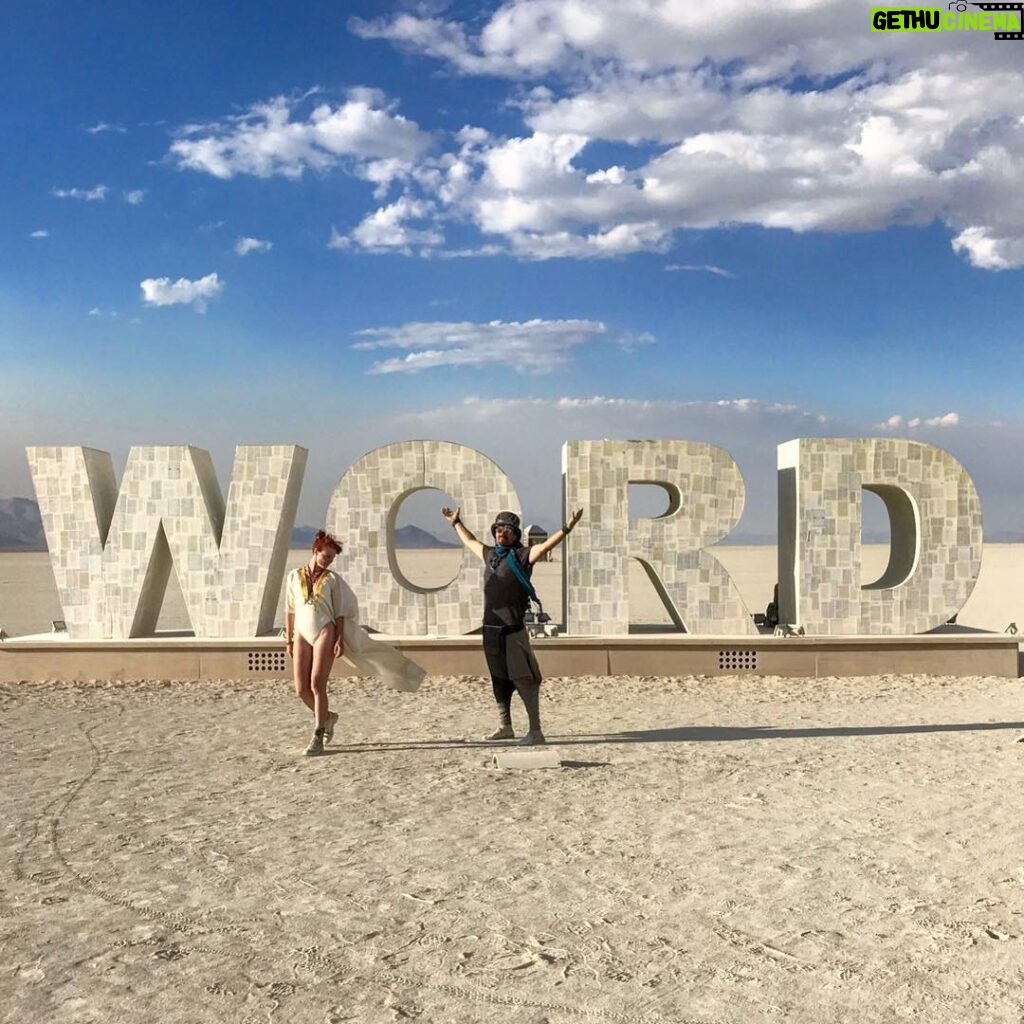 Natalya Rudakova Instagram - "Wordless" . Our art project for Burning man 2017 @krasimir_alaykov_art , @lorenzsell , @natalya_rudakova_official , @georgebakardjiev , @backtonatasha 💙 #burningman2017 Thankful for this experience. Black Rock City