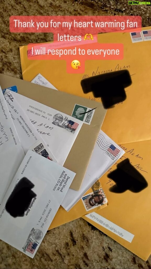 Natasha Alam Instagram - Fan letters and autographs signed Los Angeles, California