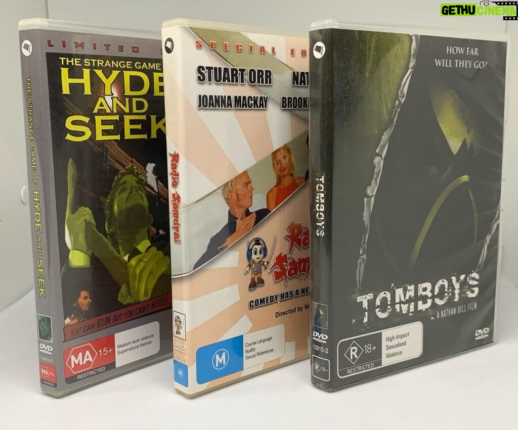 Nathan Hill Instagram - Back to where it all began! SHOCK being my first official distributor. All titles sold out in stores. @shock_entertainment @jbhifi #thestrangegameofhydeandseek #radiosamurai #tomboys #dvd #shock #trilogy #filmmaking #moviemaking #distributor #release #soldout #origins #grassroots #natejhill #nhp #nathanhill #classifications #jbhifi