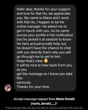 Nathaniel Ho Instagram - I really hate that I have to put annoying (and aesthetically displeasing) sh*t like this on my feed, but it looks like the scammers are trying a new tactic.

Currently the only manager I have is @eileenlim8 and anyone else claiming to represent me otherwise is a scammer.

Work enquiries can reach us via the email on my main profile. Thank you.