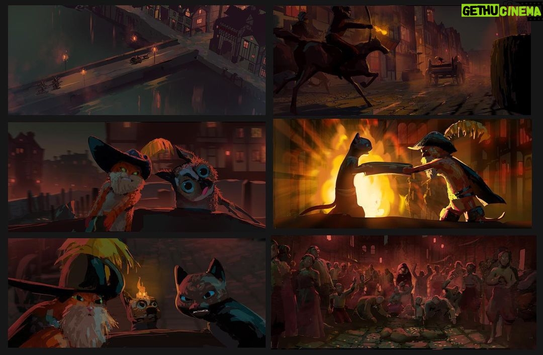 Naveen Selvanathan - 17.7K Likes - Lighting keys for the chase sequence. I was happy with how much drama we could bring with color even in a comedic sequence .
.
.
.
#pussinboots #illust #catsofinstagram #actionshot #naveenselvan #dreamworksanimation