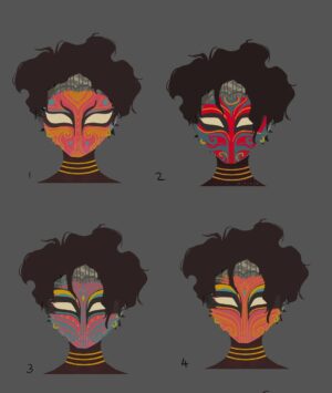 Naveen Selvanathan Instagram - Some mask options for Pavitr, again heavily inspired by the face paintings and ornaments of Theyyam, Yakshagana and Koothu. @spiderversemovie #indianspiderman #pavitrprabhakar