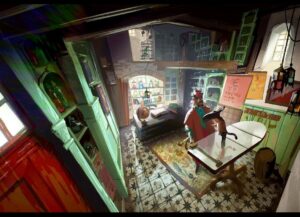 Naveen Selvanathan Instagram - The doctor’s office was the first fully flushed set created for the look of picture test. In the first image, I used @ianmcque ‘s layout to design the back view . Third image is my painting of Ian’s layout. @circle_persnickety never accepted lazy and cliched solutions and always had great ideas for locations which felt authentic and inspired. He wanted the location to feel like a medieval apothecary. 
Here I have also included some fun flooring options painted on Ian’s layout
.
.
.
. #pussinboots #pussinbootsthelastwish #apothecary #instaartist #instaart #naveenselvan #cottagecore #wabisabi #rusticdecor