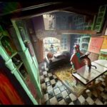Naveen Selvanathan Instagram - The doctor’s office was the first fully flushed set created for the look of picture test. In the first image, I used @ianmcque ‘s layout to design the back view . Third image is my painting of Ian’s layout. @circle_persnickety never accepted lazy and cliched solutions and always had great ideas for locations which felt authentic and inspired. He wanted the location to feel like a medieval apothecary. Here I have also included some fun flooring options painted on Ian’s layout . . . . #pussinboots #pussinbootsthelastwish #apothecary #instaartist #instaart #naveenselvan #cottagecore #wabisabi #rusticdecor