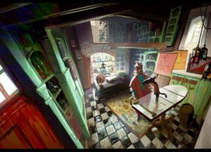 Naveen Selvanathan Instagram - The doctor’s office was the first fully flushed set created for the look of picture test. In the first image, I used @ianmcque ‘s layout to design the back view . Third image is my painting of Ian’s layout. @circle_persnickety never accepted lazy and cliched solutions and always had great ideas for locations which felt authentic and inspired. He wanted the location to feel like a medieval apothecary. 
Here I have also included some fun flooring options painted on Ian’s layout
.
.
.
. #pussinboots #pussinbootsthelastwish #apothecary #instaartist #instaart #naveenselvan #cottagecore #wabisabi #rusticdecor