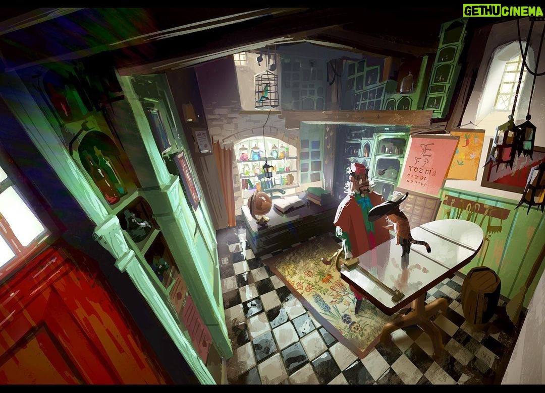 Naveen Selvanathan - 11.3K Likes - The doctor’s office was the first fully flushed set created for the look of picture test. In the first image, I used @ianmcque ‘s layout to design the back view . Third image is my painting of Ian’s layout. @circle_persnickety never accepted lazy and cliched solutions and always had great ideas for locations which felt authentic and inspired. He wanted the location to feel like a medieval apothecary.
Here I have also included some fun flooring options painted on Ian’s layout
.
.
.
. #pussinboots #pussinbootsthelastwish #apothecary #instaartist #instaart #naveenselvan #cottagecore #wabisabi #rusticdecor