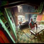 Naveen Selvanathan Instagram - The doctor’s office was the first fully flushed set created for the look of picture test. In the first image, I used @ianmcque ‘s layout to design the back view . Third image is my painting of Ian’s layout. @circle_persnickety never accepted lazy and cliched solutions and always had great ideas for locations which felt authentic and inspired. He wanted the location to feel like a medieval apothecary. Here I have also included some fun flooring options painted on Ian’s layout . . . . #pussinboots #pussinbootsthelastwish #apothecary #instaartist #instaart #naveenselvan #cottagecore #wabisabi #rusticdecor