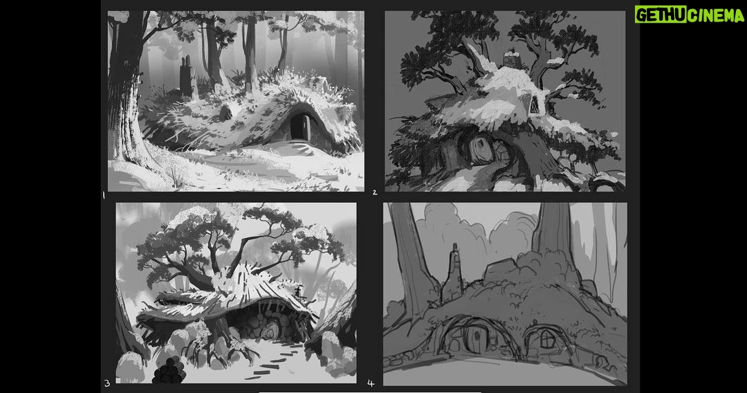Naveen Selvanathan - 15.7K Likes - Here is the exterior of the bear cottage painting and some rough idea sketches. I took inspiration from the beautiful initial designs done by @ianmcque. The last image is the family portrait hanging in the living room
.
.
.
#pussinboots #cottagecore #cottagecoreaesthetic #forestdwelling #winterwonderland #instaartist #naveenselvan