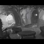 Naveen Selvanathan Instagram - Production designer Nate Wragg encouraged artists to take ownership of a location and work on ever aspect including designing, painting and doing lighting keys for the location. I was asked to design the bear cottage which was supposed to look very rustic, like bears built it. I took inspiration from some of early designs done by the amazing @ianmcque .Here is the painting and some sketches of the interior. Merry Christmas everybody!!. #pussinboots #illustrationartists #instaart #naveenselvan