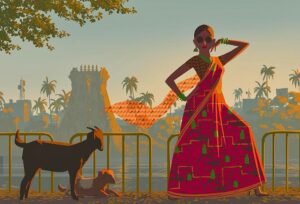 Naveen Selvanathan Instagram - On the streets of Chennai 
.
.
.
#chennai #saree #printedsaree #indianfashion #incredibleindia #naveenselvan #goatsofinstagram