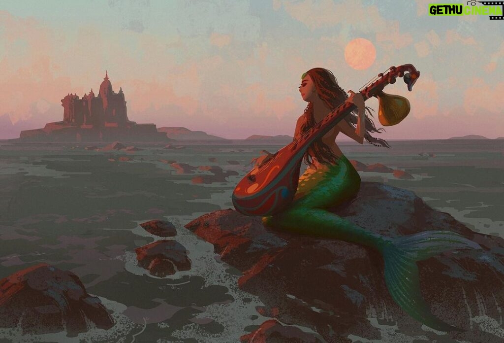 Naveen Selvanathan Instagram - Mermaid playing Veena. The location is the southern tip of India called Kanyakumari, the place where Indian Ocean, Arabian Sea and the Bay of Bengal meet . . . . . #mermay #veena #kanyakumari #incredibleindia #naveenselvan