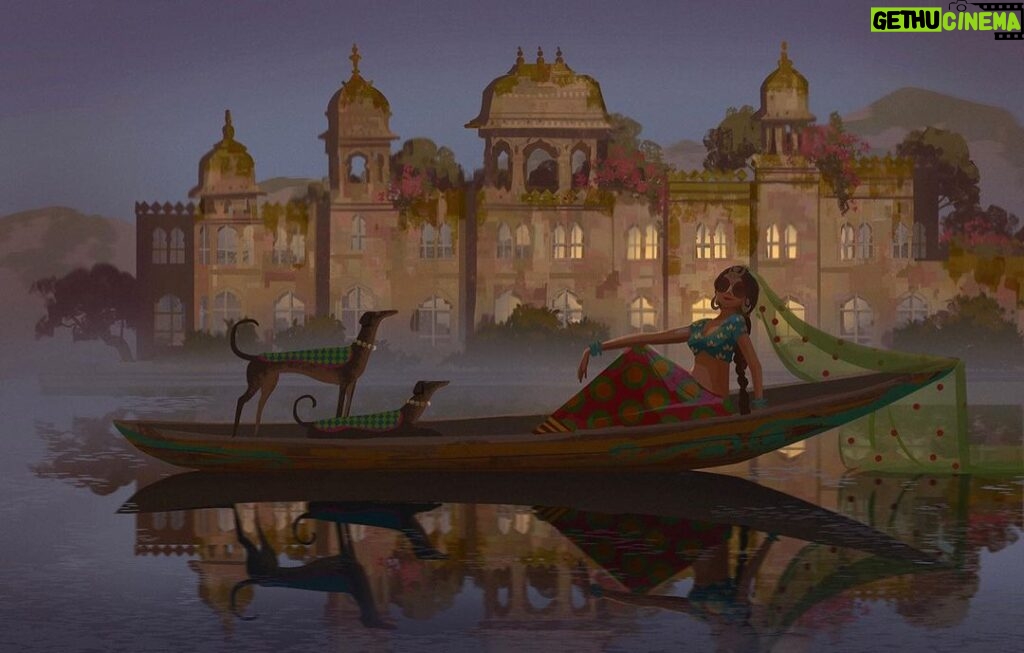 Naveen Selvanathan Instagram - Chilling princess style . . . #indianprincess #lakepalace #dusk #illustratorsoninstagram #artistsofinstagram #naveenselvan #rajasthan #incredibleindia