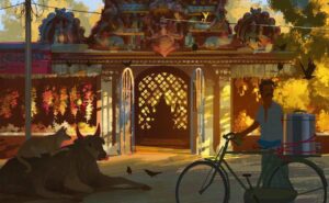 Naveen Selvanathan Instagram - Street temple, India.  In my home town, Chennai, you can find small colorful temples in almost every street. The temples are usually surrounded by flower and fruit markets. 
.
.
.
#illust #hindutemple #ganeshatemple #chennai #incredibleindia #naveenselvan #illustragram #artofinstagram