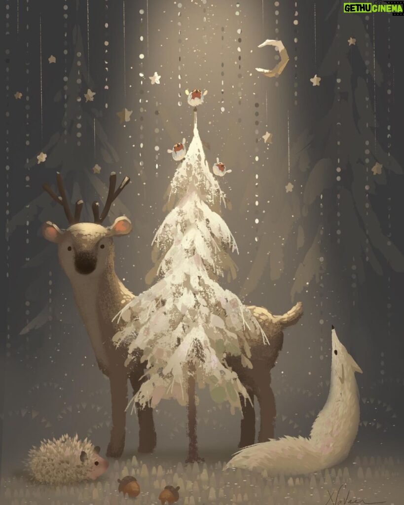 Naveen Selvanathan Instagram - Christmas card from a few years ago. . . . . #christmas #christmasdecor #christmastree #raindeer #fox #hedgehog