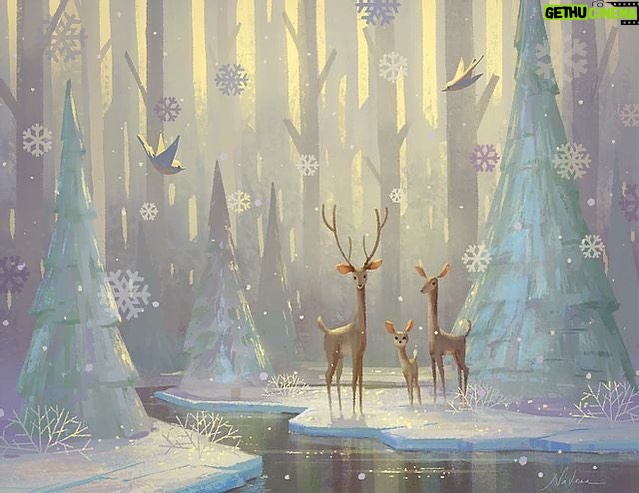 Naveen Selvanathan Instagram - Christmas card I painted a few years ago #christmasdecor #christmas #christmastree #yuletide #winterwonderland Los Angeles, California