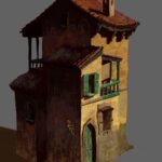 Naveen Selvanathan Instagram - Couple of texture explorations for buildings designed by @mmateumestre . I was trying to get an impressionistic, lost and found quality with the textures while also playing with hatching in the shadows. . . #pussinbootsthelastwish #pussinboots #animationart