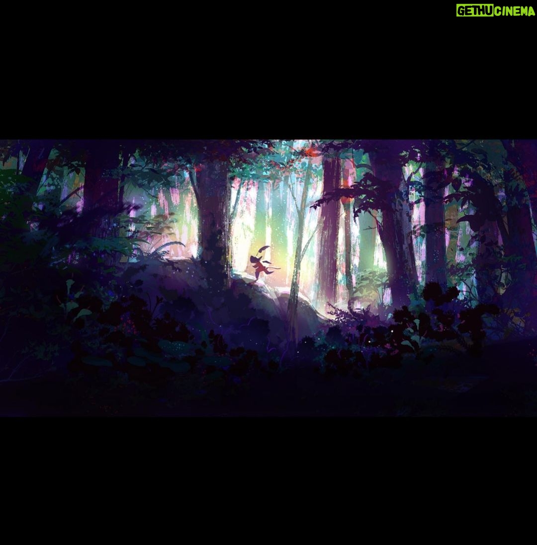 Naveen Selvanathan - 4.6K Likes - Painting of the dark forest based on the sketch by @ianmcque. Tried experimenting with prismatic colors and chromatic aberration. This was before we went in a more fun and colorful direction. #pussinboots #pussinbootsthelastwish #magicalforest