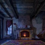 Naveen Selvanathan Instagram - Medieval living room, kitchen and restroom for puss in boots- The last wish. I painted and designed the textures. Layout done by the amazing @mmateumestre . . . #pussinboots #medieval #cottagecore #cottagecoreaesthetic #spanisharchitecture #fireplace #naveenselvan