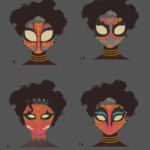 Naveen Selvanathan Instagram - Some mask options for Pavitr, again heavily inspired by the face paintings and ornaments of Theyyam, Yakshagana and Koothu. @spiderversemovie #indianspiderman #pavitrprabhakar