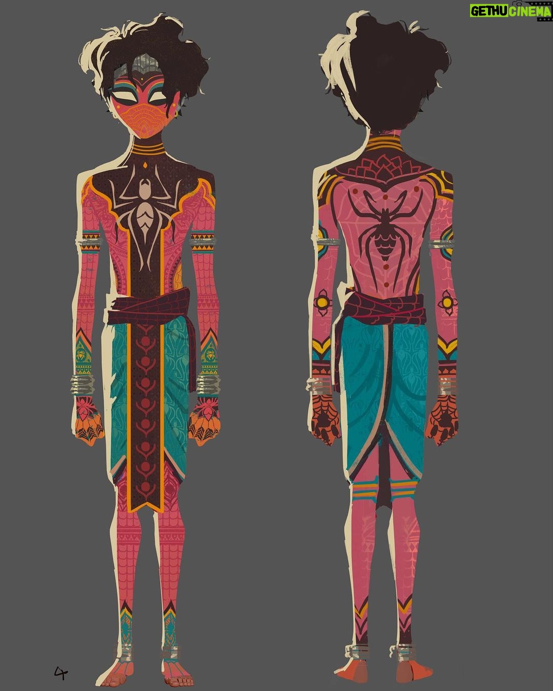 Naveen Selvanathan - 28.3K Likes - For the next round of Pavitr suit design, we decided to go in the pink direction. I tried to give him some intricate secondary details inspired by mehandi designs and temple bas relief motifs. @spiderversemovie #pavitrprabhakar #indianspiderman