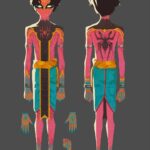 Naveen Selvanathan Instagram - For the next round of Pavitr suit design, we decided to go in the pink direction. I tried to give him some intricate secondary details inspired by mehandi designs and temple bas relief motifs. @spiderversemovie #pavitrprabhakar #indianspiderman
