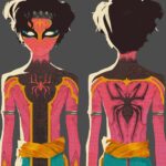 Naveen Selvanathan Instagram - For the next round of Pavitr suit design, we decided to go in the pink direction. I tried to give him some intricate secondary details inspired by mehandi designs and temple bas relief motifs. @spiderversemovie #pavitrprabhakar #indianspiderman