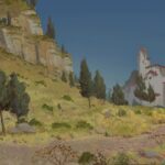 Naveen Selvanathan Instagram - Ground cover exploration, trying to find a more graphic shape language and rendering style for grass, trees, rocks, cliff etc. This is part of a layout sketch done by @seb_piquet . . #pussinbootsthelastwish #pussinboots