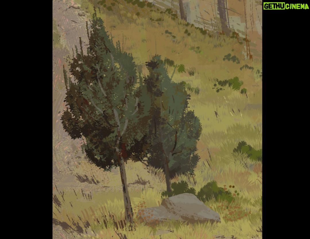 Naveen Selvanathan Instagram - Ground cover exploration, trying to find a more graphic shape language and rendering style for grass, trees, rocks, cliff etc. This is part of a layout sketch done by @seb_piquet . . #pussinbootsthelastwish #pussinboots