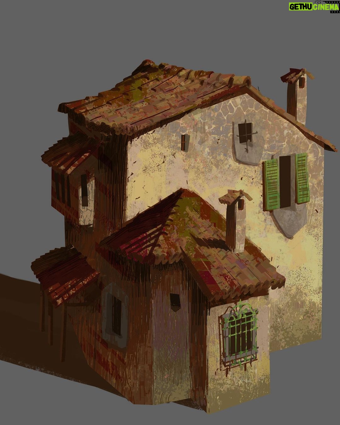 Naveen Selvanathan - 9.4K Likes - Couple of texture explorations for buildings designed by @mmateumestre . I was trying to get an impressionistic, lost and found quality with the textures while also playing with hatching in the shadows.
.
.
#pussinbootsthelastwish #pussinboots #animationart
