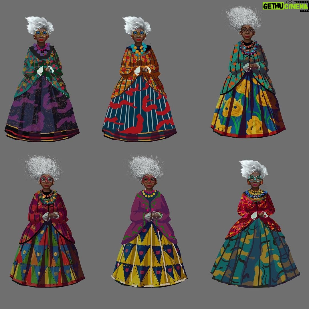 Naveen Selvanathan - 8.2K Likes - Texture painting of Mama Luna, designed by @jesusalonsoiglesias and @shiyoon83. I painted countless color and pattern ideas for her to make her look eccentric, inspired by fashion icon Iris Apfel. Here are a few options of cat patterns and the version where she was younger.
.
.
#pussinboots #pussinbootsthelastwish #catlover #catlady #crazycatlady #irisapfel